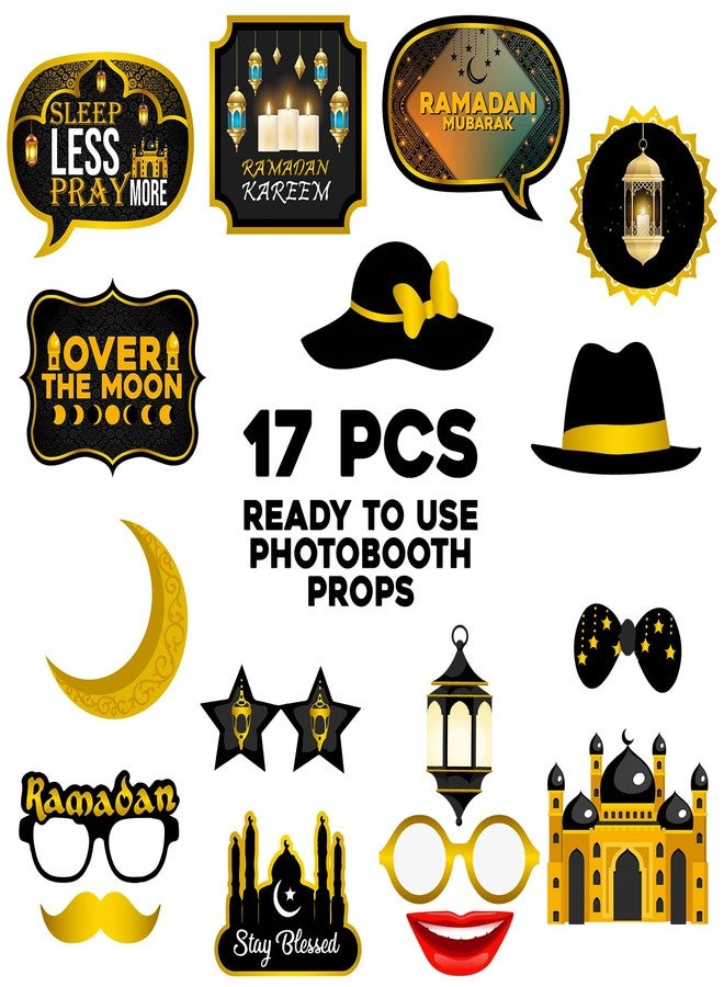 Zyozique 17 Pieces, Ramadan Photo Booth Props - Ramadan Decorations | Eid Photo Props, Eid Decorations | Eid Mubarak Photo Booth Props Kit |Ramadan Party Supplies | Ramadan Mubarak Decorations - Image 2
